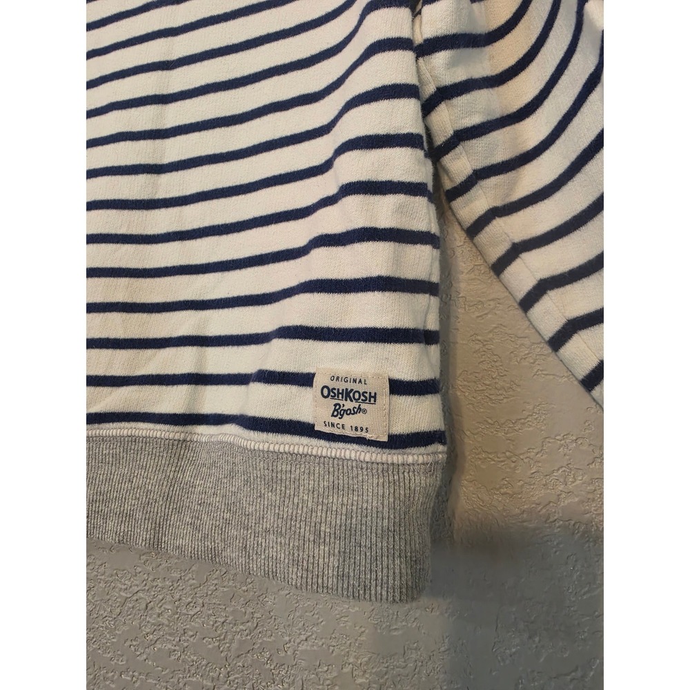 OshKosh Bgosh Kids Navy Blue White Striped Crew Neck Pullover Sweatshirt - Picture 4 of 7